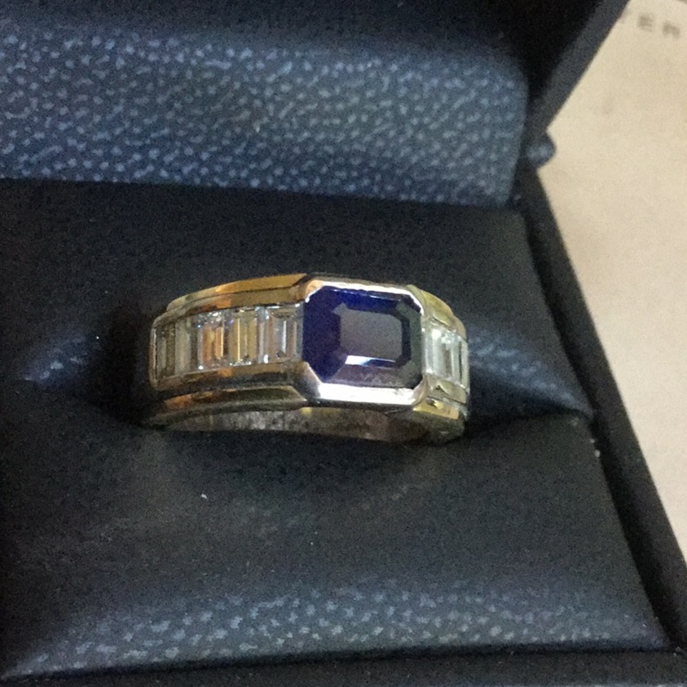 Hans D KRIEGER sapphire diamond vintage collector ring estate jewelry 18K gold - Picture 5 of 16
